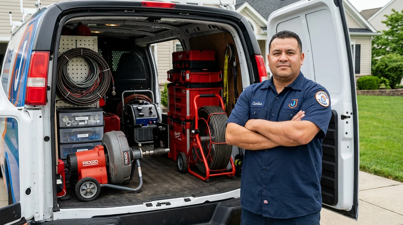 Professional drain cleaning equipment and Johns Plumbing LLC plumber in Jamul
