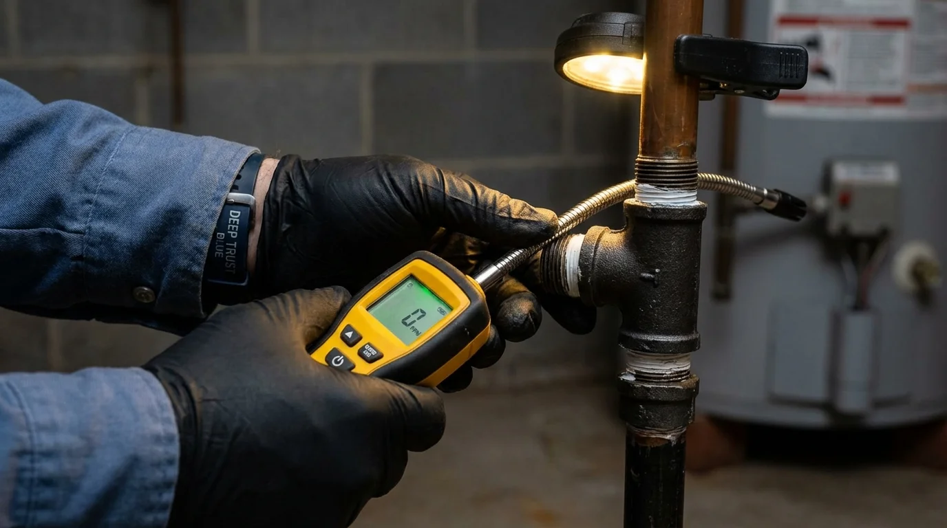 Gas leak detection with electronic sniffer by Johns Plumbing LLC in Jamul