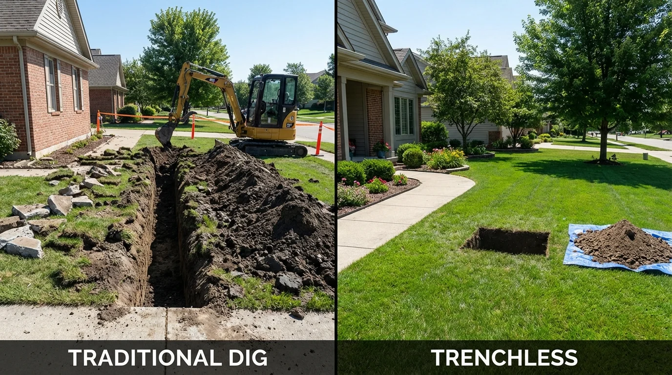 Trenchless sewer repair with minimal yard damage versus traditional excavation in Jamul, CA